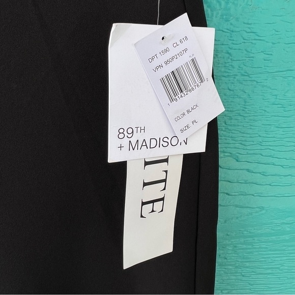 CLEARANCE BLACK STRETCH STRAIGHT WIDE LEG TROUSERS SIZE LARGE PETITE NWT - Picture 7 of 7